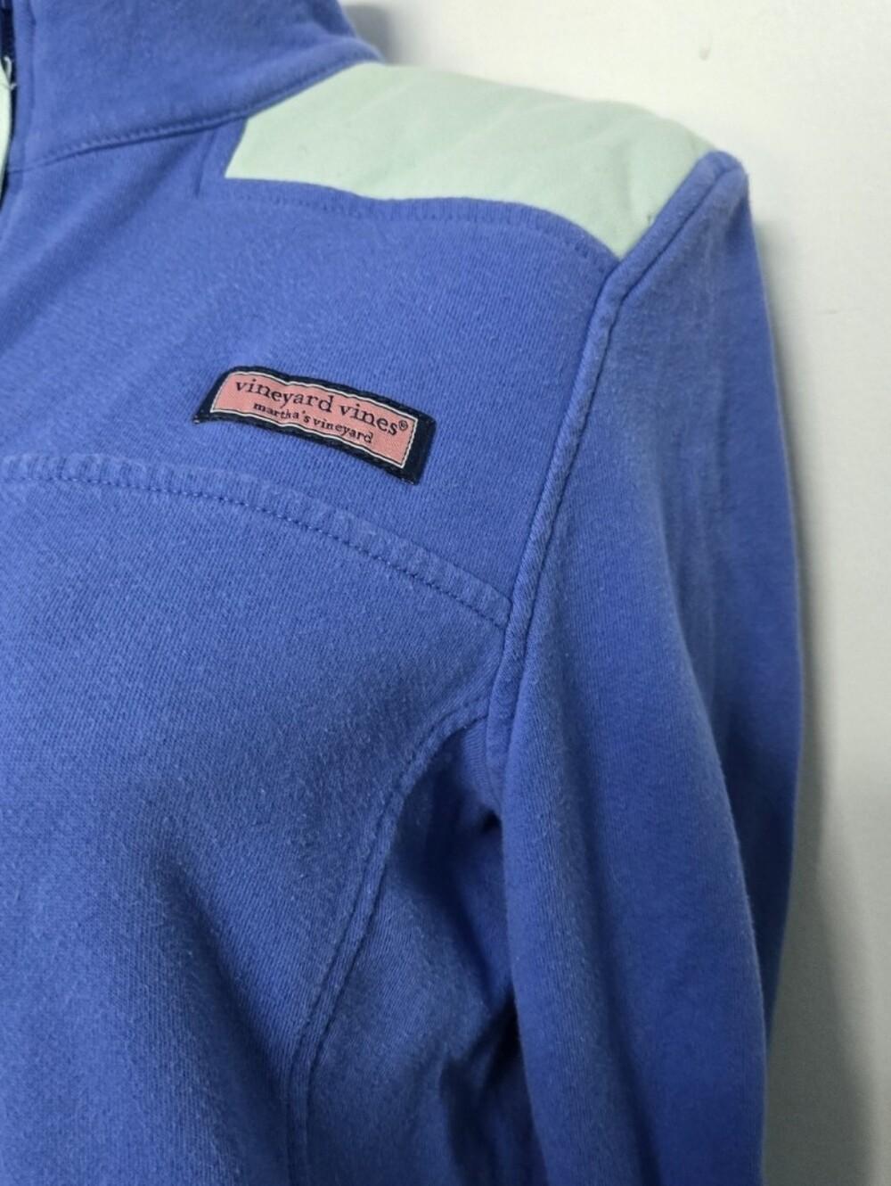 Vineyard Vines Womens Shep Shirt Quarter-Zip Pullover Blue Seafoam Green Medium - Picture 3 of 5
